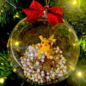 Pikachu Pokeball Snow Globe Ornament ☃️ Pokémon Christmas Gift Pokemon Holiday